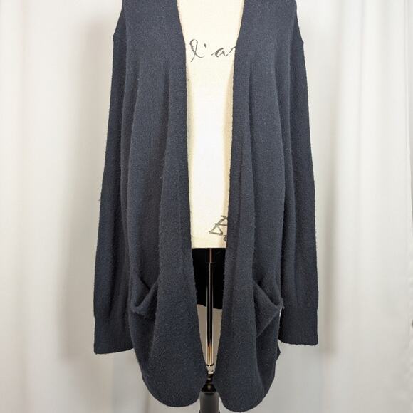 Madewell Black Alpaca Merino Wool Blend Open Front Cardigan Sweater XL - Picture 13 of 16